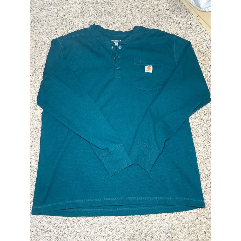 RELAXED FIT HEAVYWEIGHT LONG-SLEEVE HENLEY POCKET THERMAL SHIRT xl